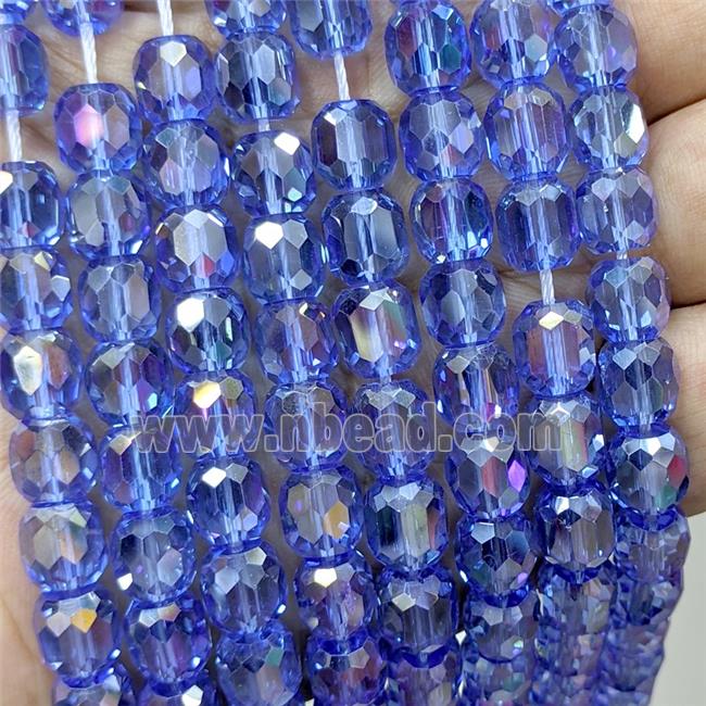 Skyblue Crystal Glass Barrel Beads Faceted Electroplated