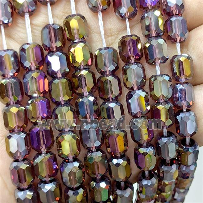 Crystal Glass Barrel Beads Faceted Electroplated