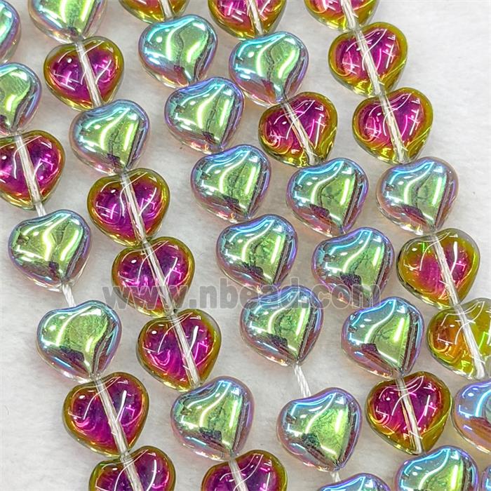 Red Crystal Glass Heart Beads Electroplated