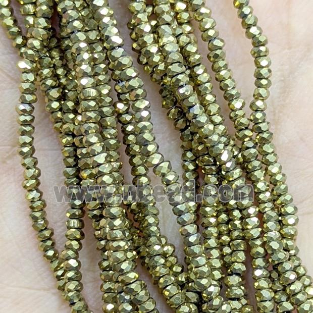 Hematite Beads Faceted Rondelle Gold Plated