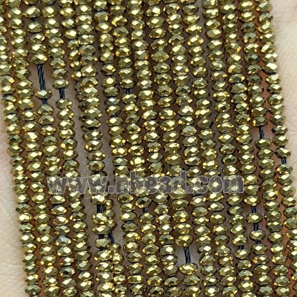 Hematite Beads Faceted Rondelle Gold Plated