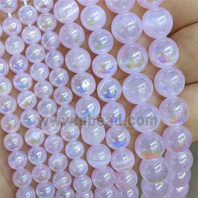 Naural Selenite Beads Electroplated Smooth Round