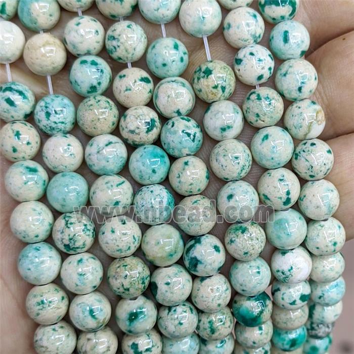 Natural River Jasper Beads Smooth Round Green Dye