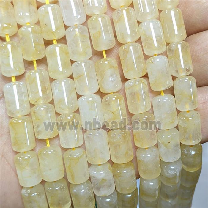 Natural Quartzite Jade Tube Beads Yellow Dye