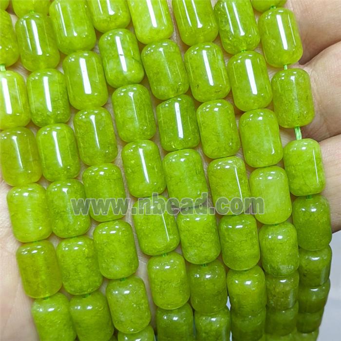 Natural Sponge Jade Tube Beads Olive Dye