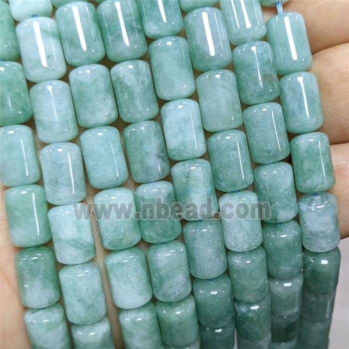 Natural Sponge Jade Tube Beads Green Dye
