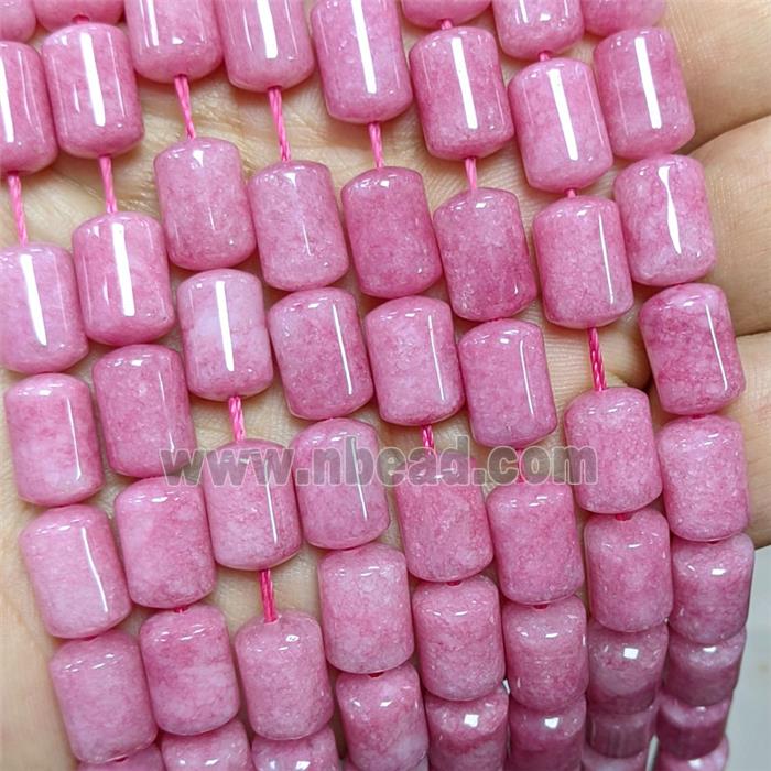 Natural Sponge Jade Tube Beads Pink Dye