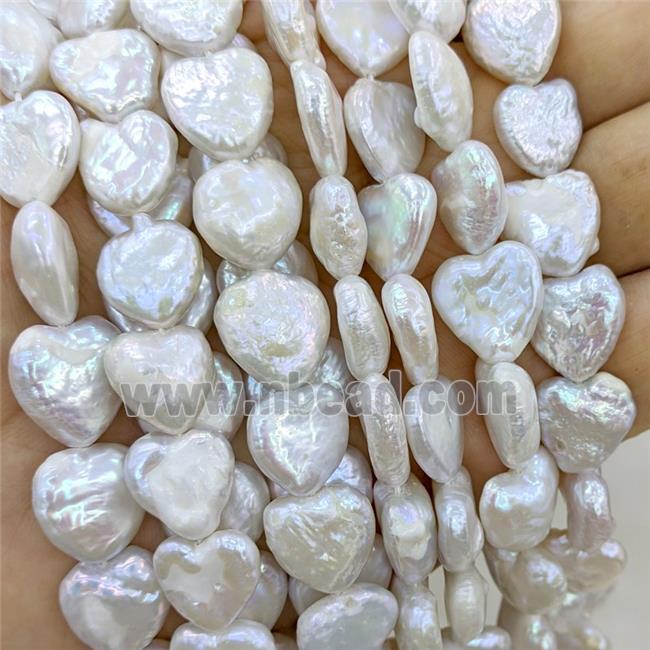 Baroque Style White Pearl Beads Heart
