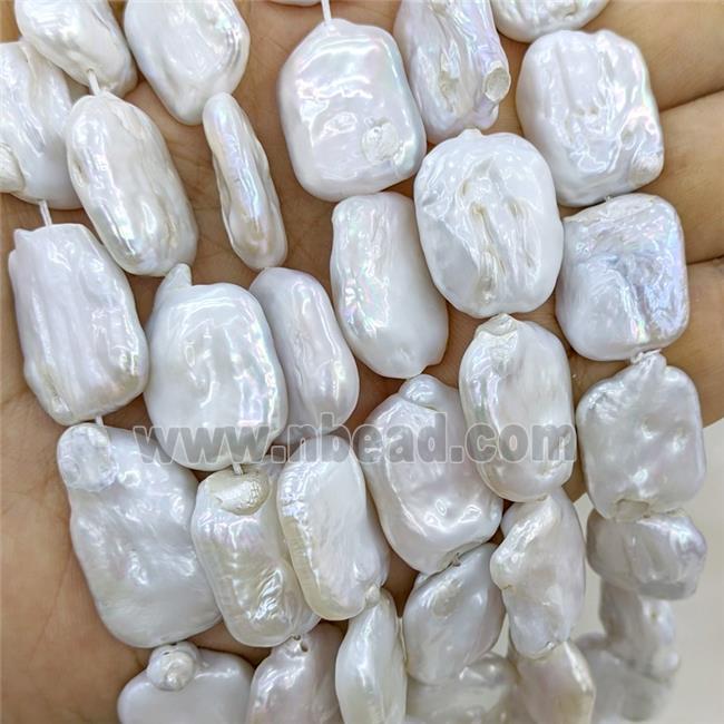 Baroque Style White Pearl Beads Rectangle
