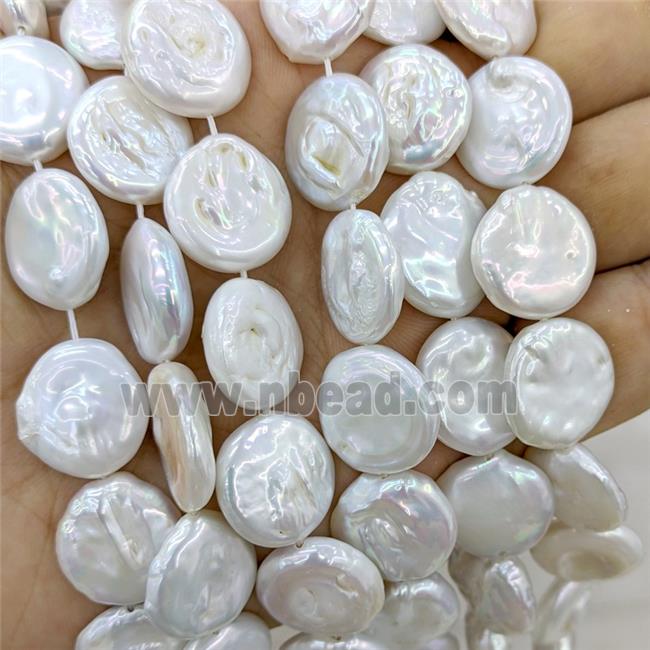 Baroque Style White Pearl Beads Coin
