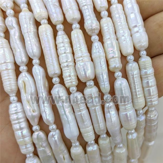 Baroque Style White Pearl Beads Stick