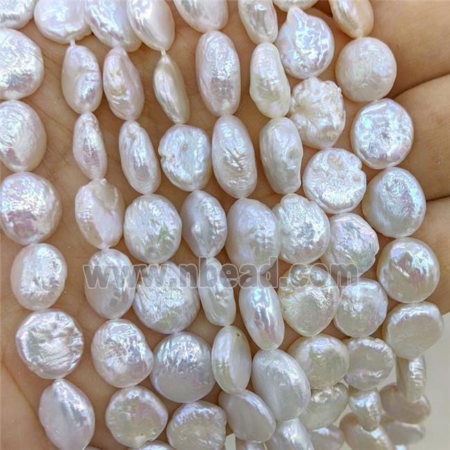 Baroque Style White Pearl Beads Coin