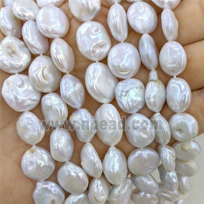 Baroque Style White Pearl Beads Coin