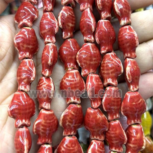 Porcelain Beads Fish Red