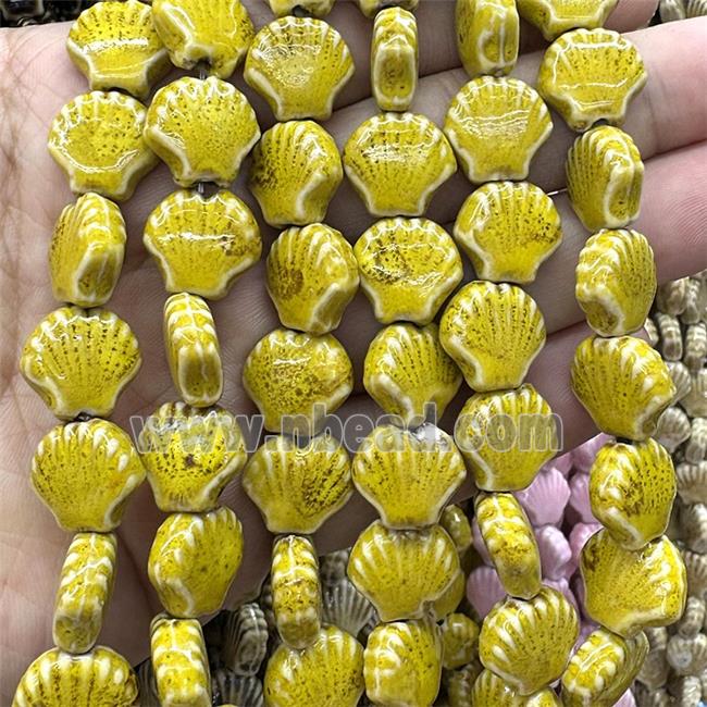 Porcelain Beads Scallop Shell Yellow