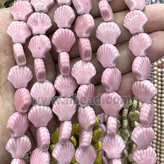 Porcelain Beads Scallop Shell Pink