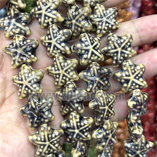 Porcelain Starfish Beads Black