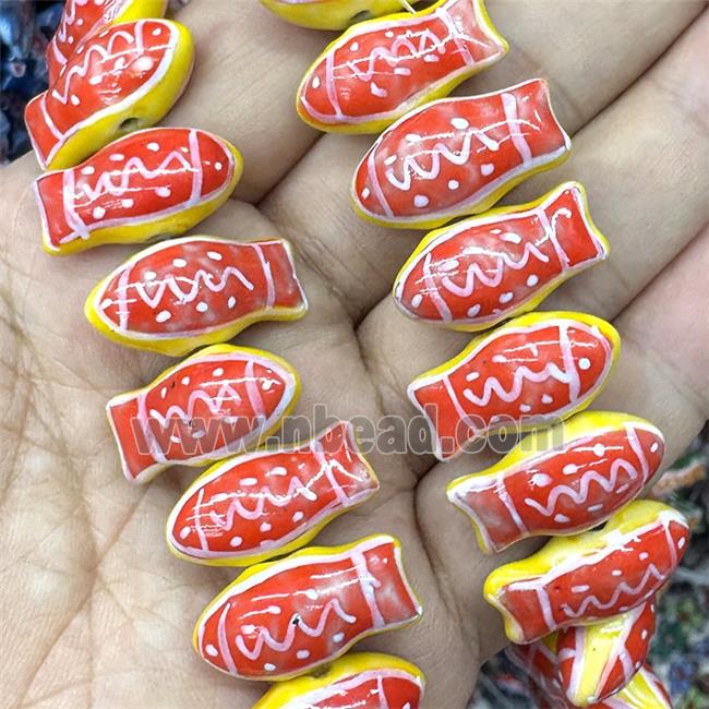 Porcelain Fish Beads Red