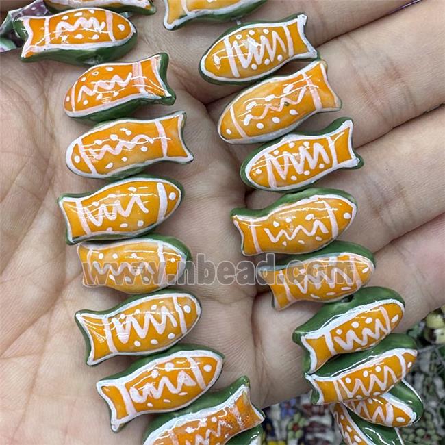 Porcelain Fish Beads Orange