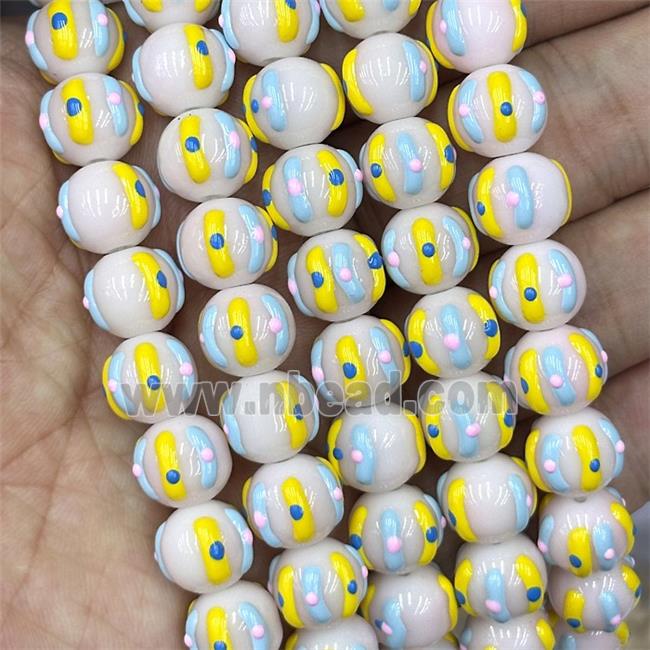 Porcelain Round Beads Halloween Pumpkin