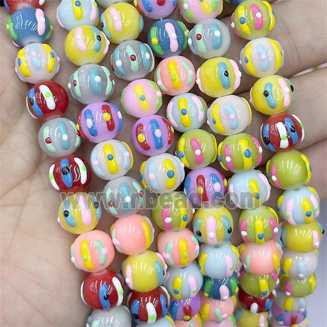 Porcelain Round Beads Halloween Pumpkin Mixed Color