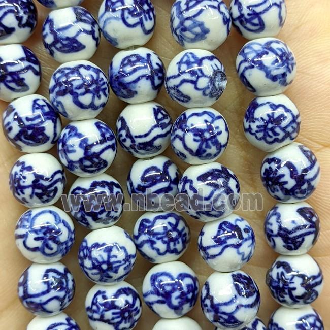 Porcelain Round Beads Blue