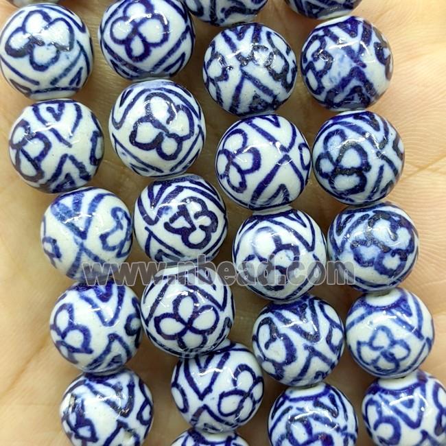 Porcelain Round Beads Blue