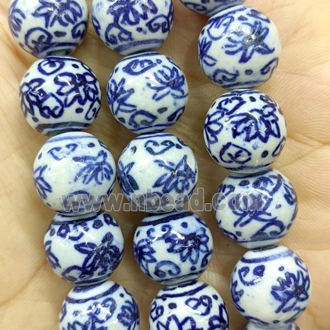 Porcelain Round Beads Blue