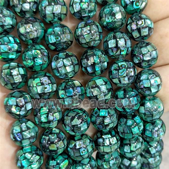Green Abalone Shell Beads Faceted Round