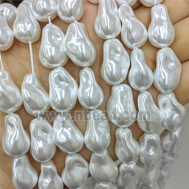 Baroque Style White Pearlized Shell Beads Freeform