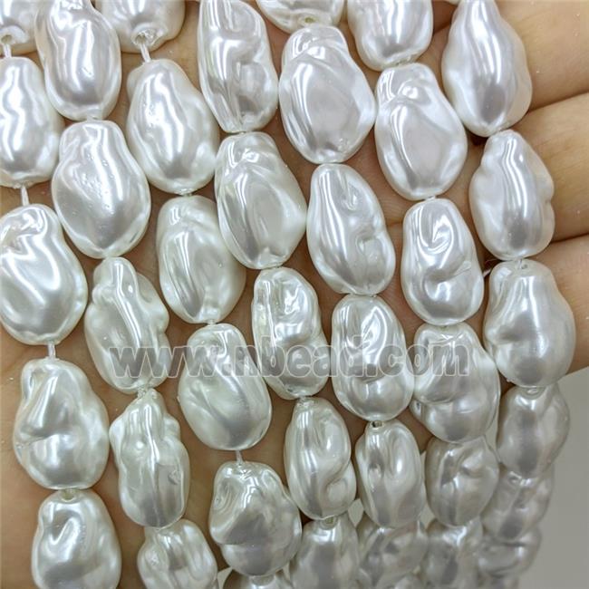 Baroque Style White Pearlized Shell Beads Freeform