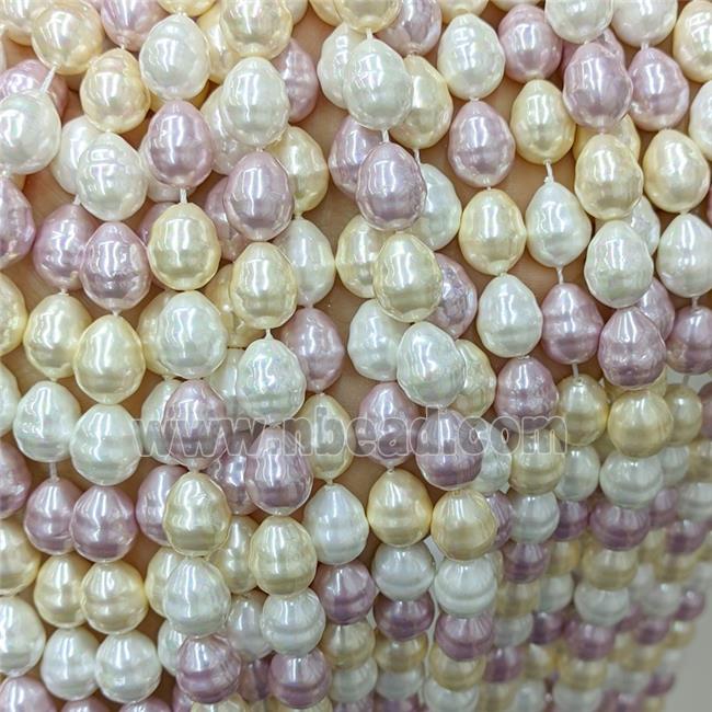 Baroque Style Pearlized Shell Beads Screw Teardrop Mixed Color