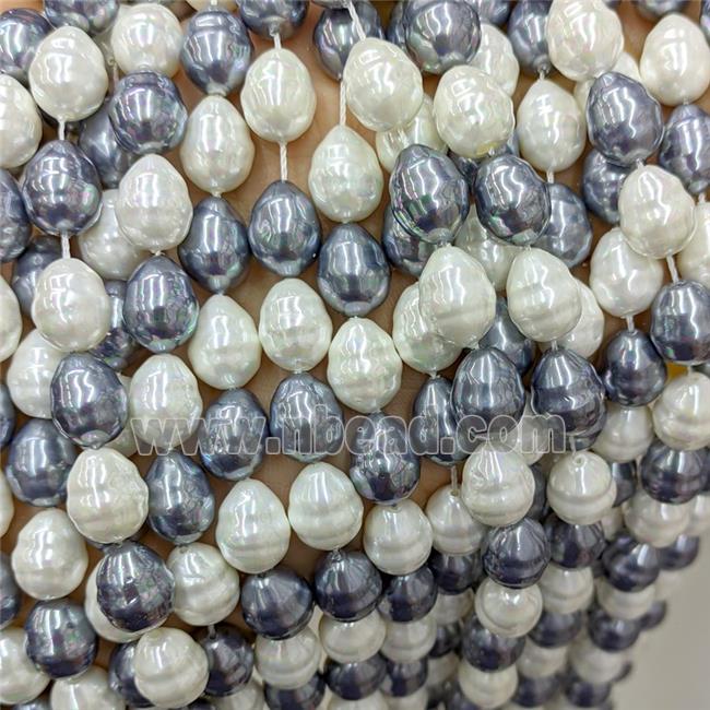 Baroque Style Pearlized Shell Beads Screw Teardrop Mixed Color