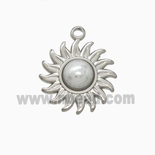 Raw Stainless Steel Sun Pendant Pave Resin