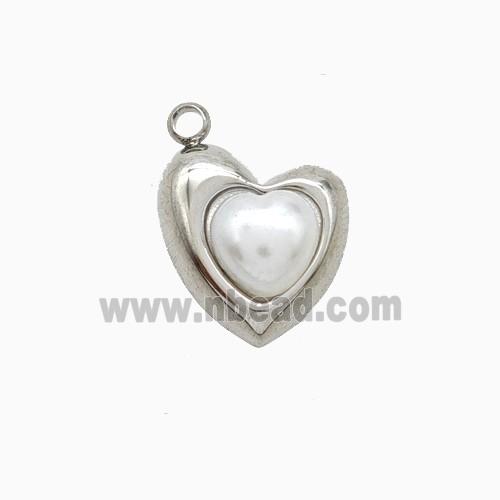 Raw Stainless Steel Heart Pendant Pave Resin