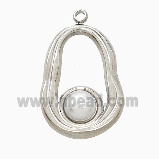 Raw Stainless Steel Teardrop Pendant Pave Resin