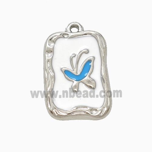 Raw Stainless Steel Butterfly Pendant Enamel Rectangle