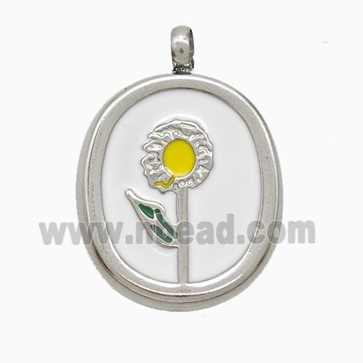 Raw Stainless Steel Flower Pendant Enamel