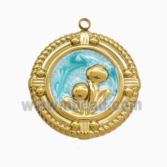 Stainless Steel Flower Pendant Painted Gold Plated