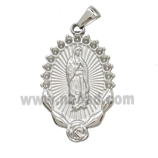 Raw Stainless Steel Virgin Mary Pendant