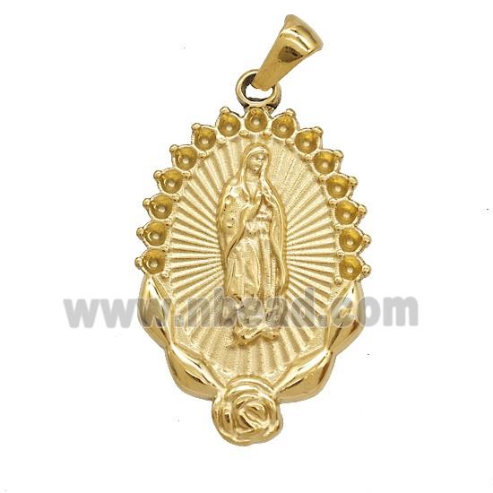 304 Stainless Steel Virgin Mary Pendant Gold Plated