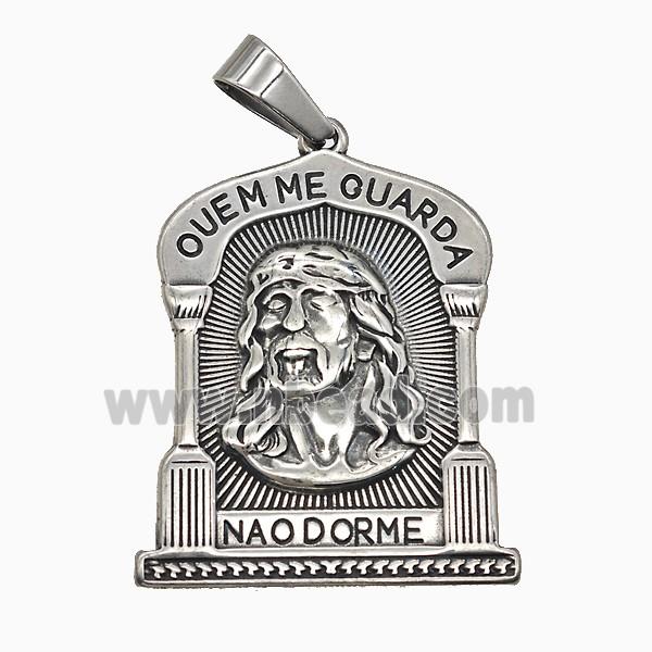 Raw 304 Stainless Steel Jesus Pendant Antique Silver