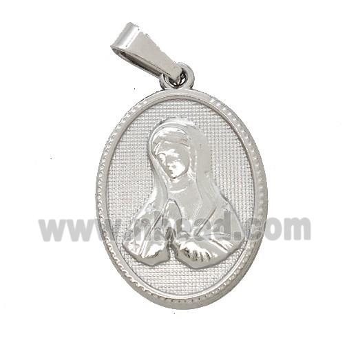 Raw Stainless Steel Virgin Mary Pendant Praying