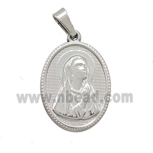 Raw Stainless Steel Virgin Mary Pendant Praying