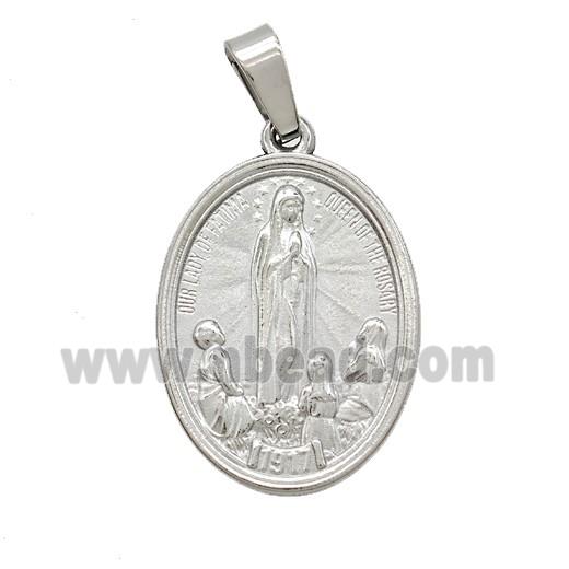 Raw Stainless Steel Virgin Mary Pendant Praying