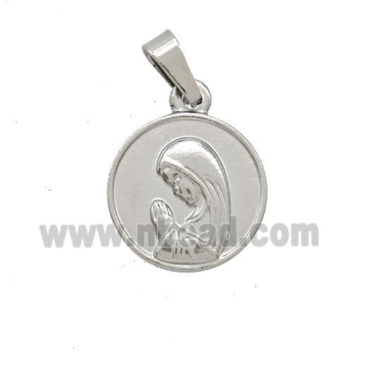 Raw Stainless Steel Virgin Mary Pendant Praying
