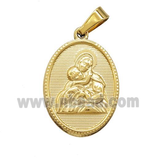 Stainless Steel Virgin Mary Pendant Gold Plated