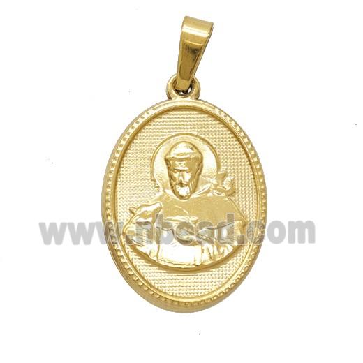 Stainless Steel Saint Francis Pendant Gold Plated