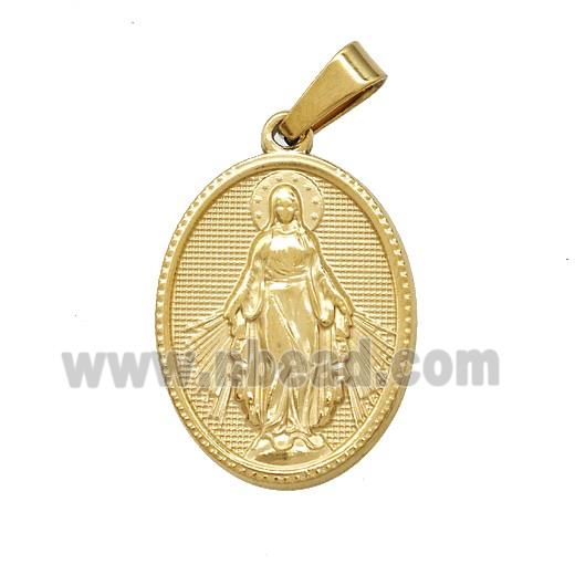 Stainless Steel Virgin Mary Medal Pendant Gold Plated