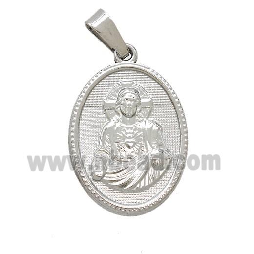 Raw Stainless Steel Saint Jude Medal Pendant